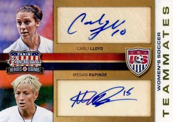 2012 Panini Americana Heroes & Legends - US Women's Soccer Teammates Signatures #5 Carli Lloyd / Megan Rapinoe Front