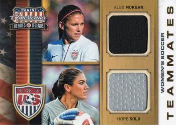 2012 Panini Americana Heroes & Legends - US Women's Soccer Teammates Materials #1 Alex Morgan / Hope Solo Front