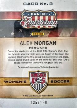 2012 Panini Americana Heroes & Legends - US Women's Soccer Team Signatures #2 Alex Morgan Back