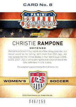 2012 Panini Americana Heroes & Legends - US Women's Soccer Team Signatures #8 Christie Rampone Back