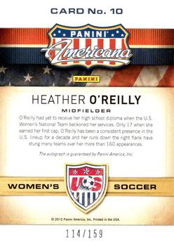 2012 Panini Americana Heroes & Legends - US Women's Soccer Team Signatures #10 Heather O'Reilly Back