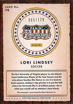 2012 Panini Americana Heroes & Legends - US Women's Soccer Team Signatures #15 Lori Lindsey Back