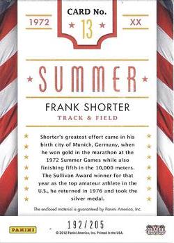 2012 Panini Americana Heroes & Legends - Olympics Materials #13 Frank Shorter Back