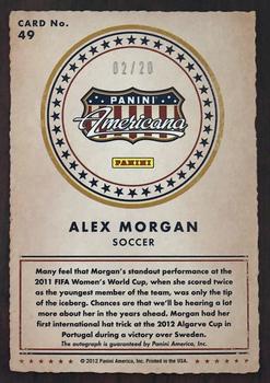 2012 Panini Americana Heroes & Legends - Elite Color Photo Signatures #49 Alex Morgan Back