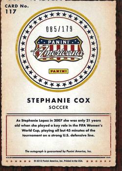 2012 Panini Americana Heroes & Legends - Elite Signatures #117 Stephanie Cox Back