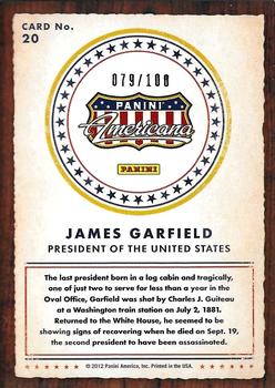 2012 Panini Americana Heroes & Legends - Bronze Proof #20 James Garfield Back