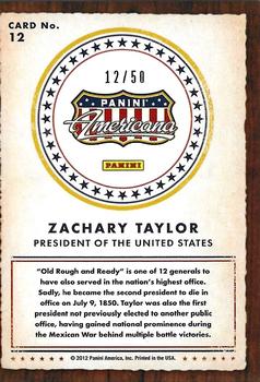 2012 Panini Americana Heroes & Legends - Silver Proof #12 Zachary Taylor Back