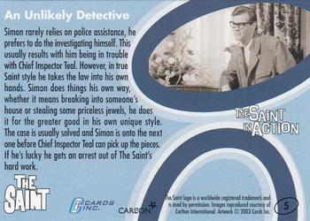 2003 Cards Inc. Best of the Saint #5 An Unlikely Detective Back