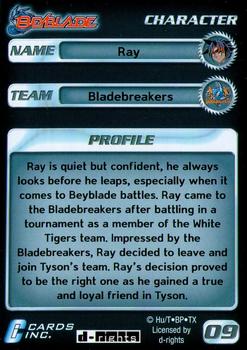 2003 Cards Inc. Beyblade #9 Ray - Character Back