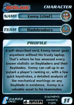 2003 Cards Inc. Beyblade #11 Kenny (chief) - Character Back