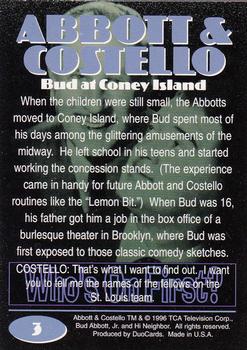 1996 DuoCards Abbott and Costello #3 Bud at Coney Island Back