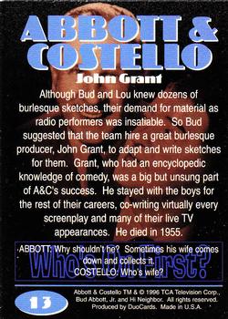 1996 DuoCards Abbott and Costello #13 John Grant Back