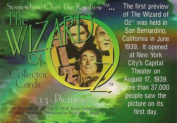 1996 DuoCards The Wizard of Oz #13 Premiere Back