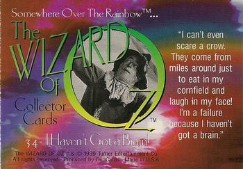 1996 DuoCards The Wizard of Oz #34 I Haven't Got a Brain! Back