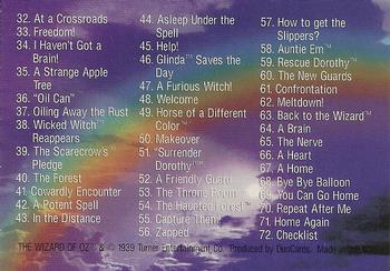 1996 DuoCards The Wizard of Oz #72 Checklist Back