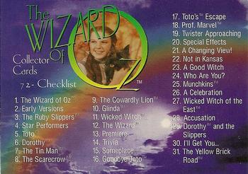 1996 DuoCards The Wizard of Oz #72 Checklist Front