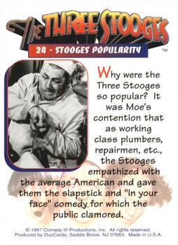 1997 DuoCards The Three Stooges #24 Stooges Popularity Back