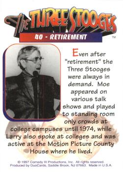 1997 DuoCards The Three Stooges #40 Retirement Back