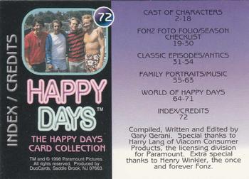 1998 DuoCards Happy Days Collection #72 The Happy Days Card Collection Back