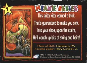 1998 Comic Images Meanie Babies #1 Hairball the Cat Back
