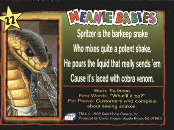 1998 Comic Images Meanie Babies #22 Spritzer the Cobra Back