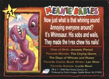 1998 Comic Images Meanie Babies #51 Whinosaur the Dinosaur Back