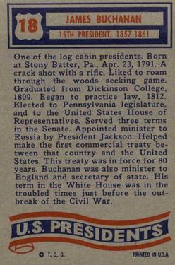 1956 Topps U.S. Presidents (R714-23) #18 James Buchanan Back