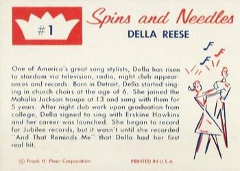 1960 Fleer Spins and Needles #1 Della Reese Back