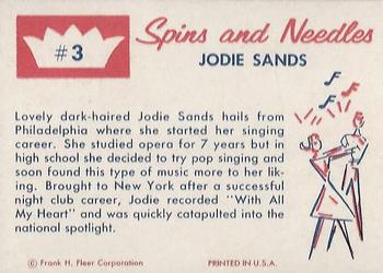 1960 Fleer Spins and Needles #3 Jodie Sands Back