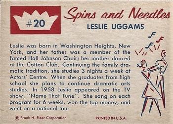 1960 Fleer Spins and Needles #20 Leslie Uggams Back