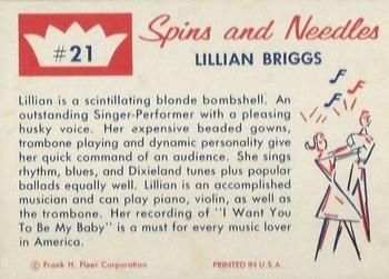 1960 Fleer Spins and Needles #21 Lillian Briggs Back