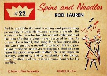 1960 Fleer Spins and Needles #22 Rod Lauren Back