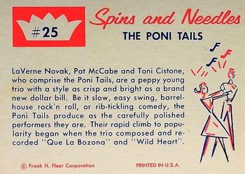 1960 Fleer Spins and Needles #25 The Poni Tails Back