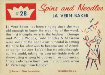 1960 Fleer Spins and Needles #28 La Vern Baker Back