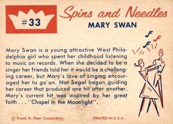 1960 Fleer Spins and Needles #33 Mary Swan Back