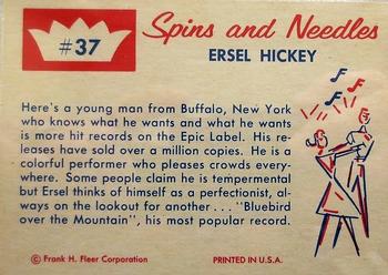 1960 Fleer Spins and Needles #37 Ersel Hickey Back