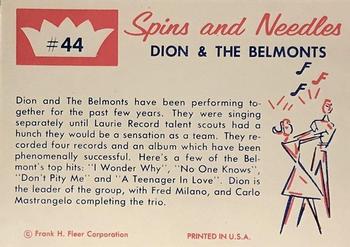 1960 Fleer Spins and Needles #44 Dion & The Belmonts Back