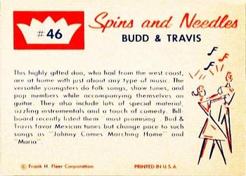 1960 Fleer Spins and Needles #46 Bud & Travis Back