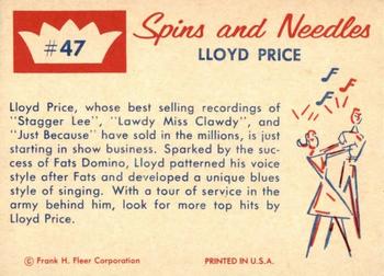 1960 Fleer Spins and Needles #47 Lloyd Price Back