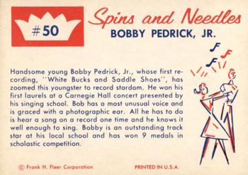 1960 Fleer Spins and Needles #50 Bobby Pedrick Jr. Back