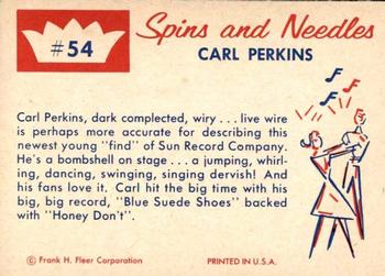 1960 Fleer Spins and Needles #54 Carl Perkins Back