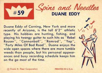 1960 Fleer Spins and Needles #59 Duane Eddy Back