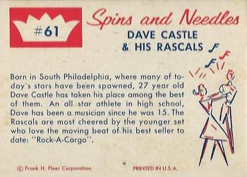 1960 Fleer Spins and Needles #61 Dave Castle Back