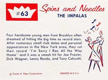 1960 Fleer Spins and Needles #63 The Impalas Back