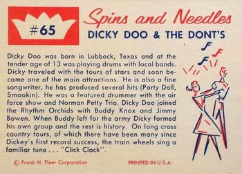 1960 Fleer Spins and Needles #65 Dicky Doo & The Don'ts Back