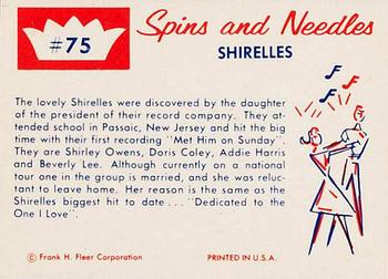 1960 Fleer Spins and Needles #75 The Shirelles Back