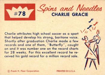 1960 Fleer Spins and Needles #78 Charlie Gracie Back