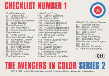 1992-95 Cornerstone Avengers #83 Checklist Number 1 Back
