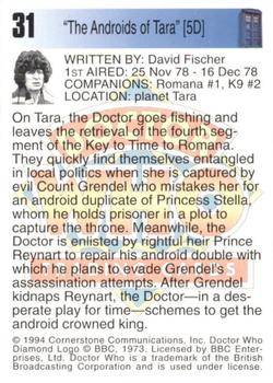 1994 Cornerstone Doctor Who Series 1 #31 The Androids of Tara Back