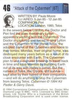 1994 Cornerstone Doctor Who Series 1 #46 Attack of the Cybermen Back